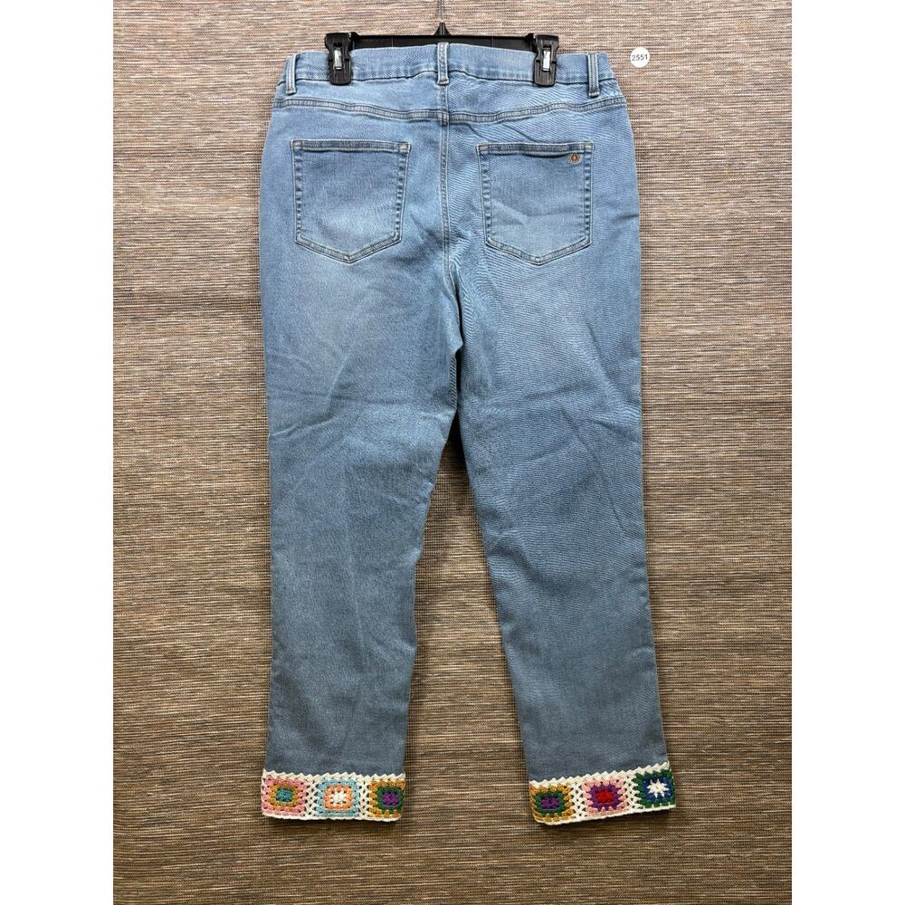 Denim & Co. Canyon Retreat Easy Stretch Crochet Cuff Ankle Jeans Size 18W Blue - Picture 2 of 8
